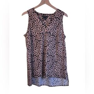Joan Vass New York Animal Leopard Print Sleeveless Top Shell Size Medium